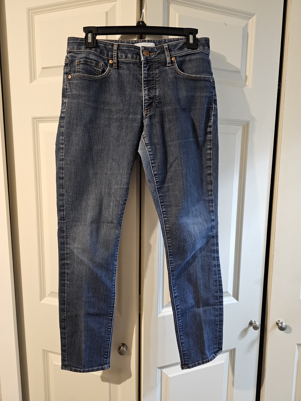 LOFT Blue Denim Jeans with Orange Topstitching